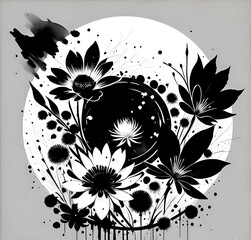 Elegant Black Floral Pattern for Modern Design,generative ai