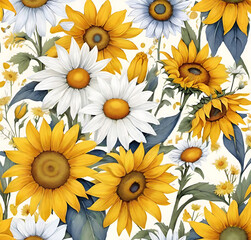 Elegant Yellow Floral Background for Spring and Summer Themes,generative ai

