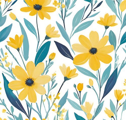 Botanical Yellow Blossom Repeat Print Design,generative,ai
