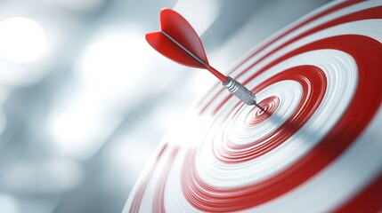Atteindre les objectifs avec une fl&eacute;chette atteignant le centre d&rsquo;une cible rouge et blanche