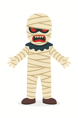Scary Mummy Flat Vector Character