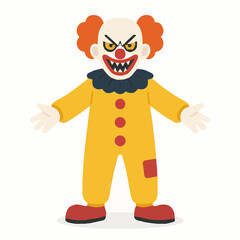 Evil Clown Halloween Flat Vector Illustration