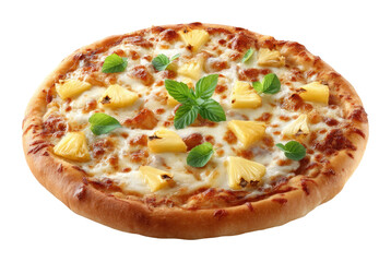 Delicious pizza with pineapple and mint gourmet kitchen food culinary delight