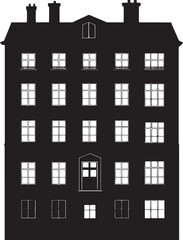 Clear Building Profile A clean black vector illustration of a building, designed to convey simplicity and architectural elegance.