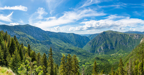Wide panoramic view of the Tara Canyon in Montenegro