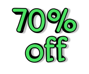 3d rendering of seventy percent discount number on transparent background