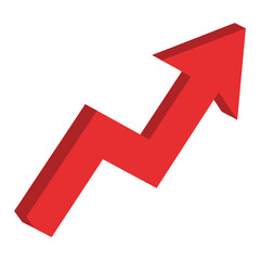 Financial Growth and Economic Success Illustration Featuring Bold 3D Red Upward Arrow Graphic