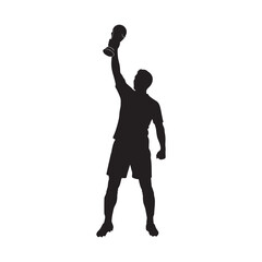 vector silhouette of a soccer player lifting the trophy after the championship