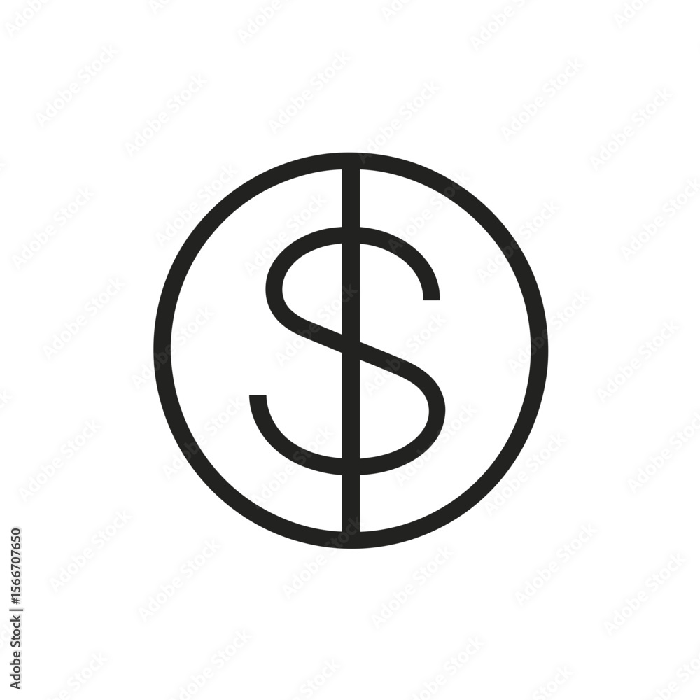 Poster outline simple currency symbol sign inside circle shape icon design
