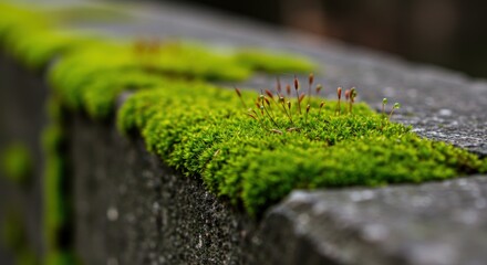 Green moss on stone