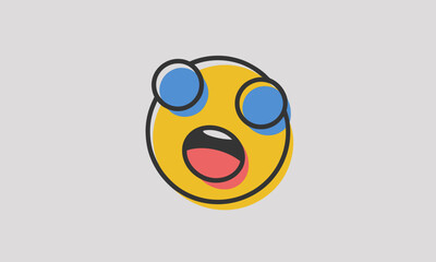 Fototapeta premium Overjoyed Emoji Laughs in Simple Illustration, representing sheer happiness, with conceptual meaning and cartoon design.