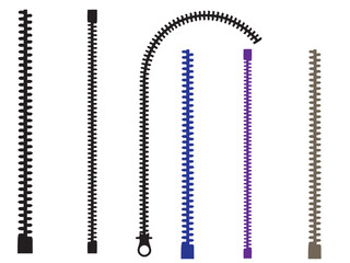 Zipper vector silhouette. Zipper icon vector silhouette  illustration  on white background. Zipper pattern collection