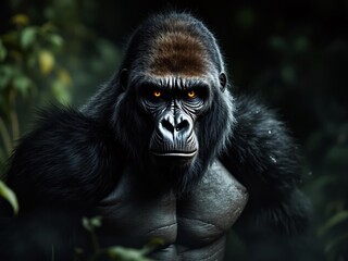 Obraz premium Majestic Silverback Gorilla in Misty Landscape