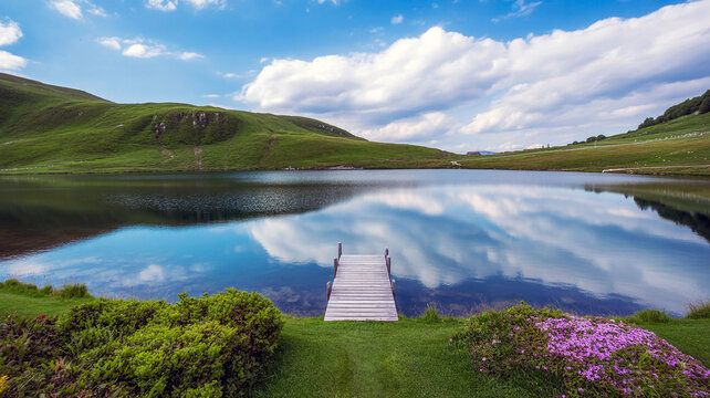 Serene Mountain Lake Reflection A Tranquil Escape to Nature's Beauty