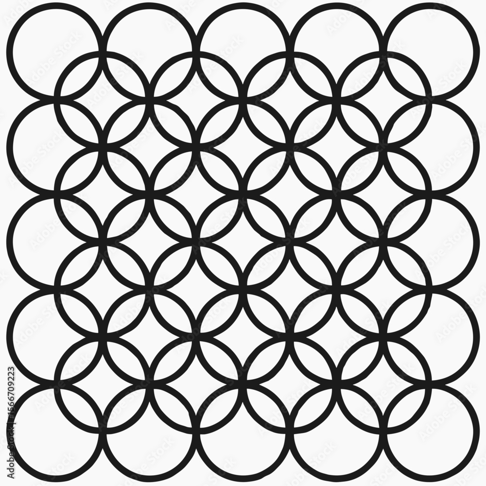 Poster black and white interlocking circle geometric pattern seamless texture background