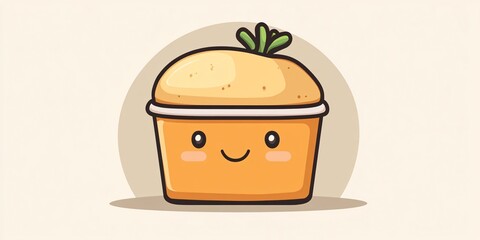 cute kawaii carrot dessert container illustration for food, snack, or fresh produce content