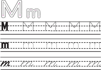 English Alphabet Handwriting Practice Sheet for Kids and Beginners.