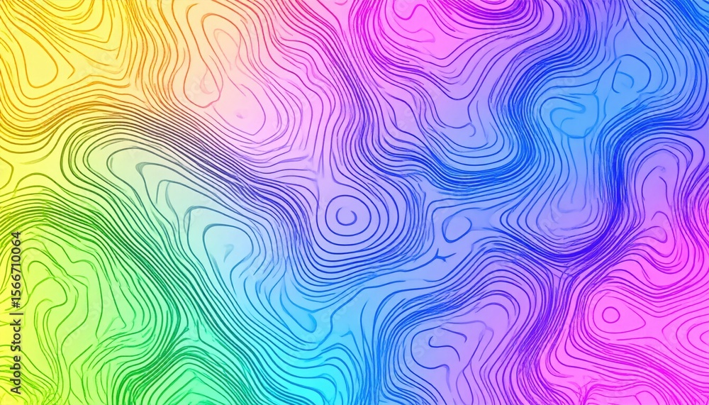 Poster abstract topographic map with color gradient and layered lines