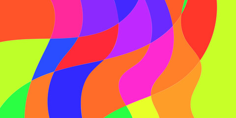 Abstract design with layered, curved shapes of vibrant colors