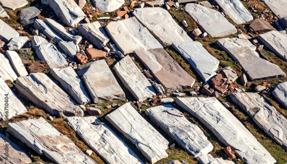 Poster aerial view of alternating rectangular tills and tillite beds in an ancient glaciated region showing