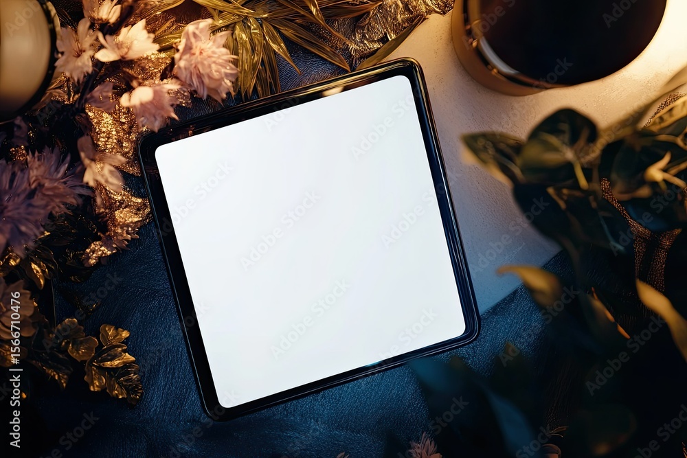 Poster high resolution image of tablet and smartphone in elegant scene