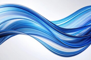 Fototapeta premium Abstract blue waves flowing smoothly across a white background