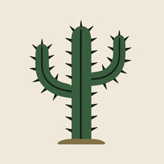 Flat Simple Cactus Desert Plant Graphic Illustration for Decoration