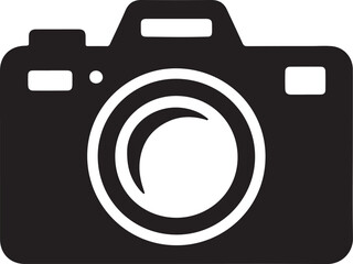 Professional DSLR Camera Icon High-Resolution Black and White Image