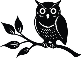 owl with tree branch illustration