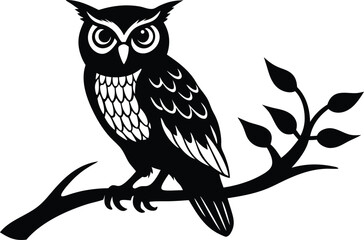 owl with tree branch icon