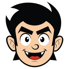 Cartoon Vampire Boy Headshot: Playful, Mischievous, Vector Illustration