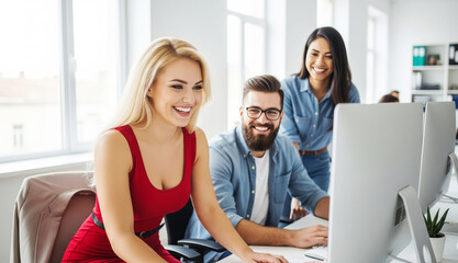 Casual Teamwork Scene in Contemporary Workplace