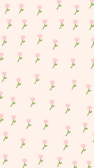 Seamless Pink Tulip Pattern – Cute Minimal Floral Design on Pastel Background