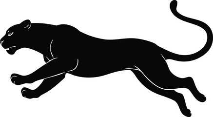 black jumping panther vector icon