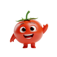 Obraz premium Cartoon Tomato Character with Waving Gesture