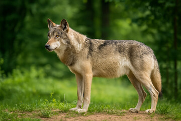 Gray wolf canis lupus - Grey Wolf in Natural Forest Habitat &ndash; High-Resolution Wildlife Photo in Daylight