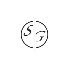 Unique Vector Circled Monogram Simple Logo SG Initial Alphabet Design Alphabet