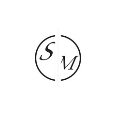 Unique Vector Circled Monogram Simple Logo SM Initial Alphabet Design Alphabet