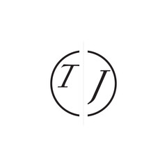 Unique Vector Circled Monogram Simple Logo TJ Initial Alphabet Design Alphabet