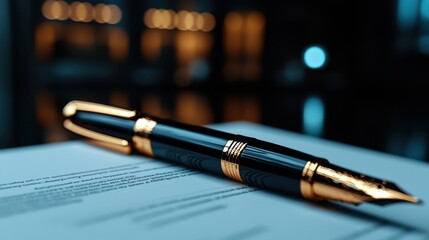Fototapeta premium A pen is on top of a piece of paper