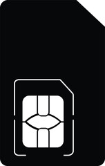 Minimalist SIM Card Icon – Black and White Vector for Tech & Mobile Interfaces