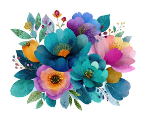 Colorful floral arrangement botanical digital vibrant artistic view