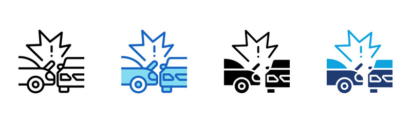 Car Crash icon Multi Style Vector Illustration
