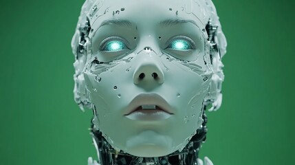 futuristic android robot with glowing eyes and metallic features for artificial intelligence and robotics themes