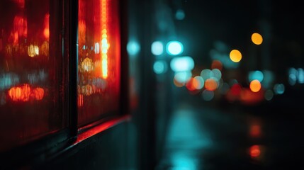Vibrant city lights reflection at night abstract urban background