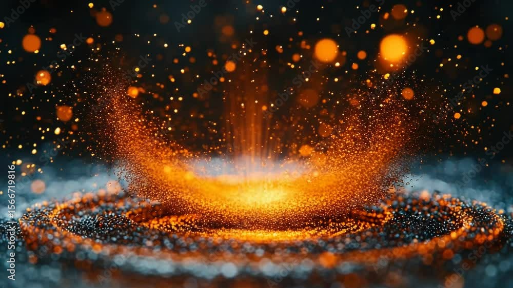 Poster dynamic explosion of glowing particles creating a mesmerizing visual effect