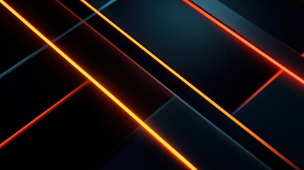 Abstract glowing lines dynamic orange and red neon light design