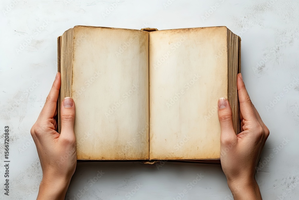Poster ultra quality image of square shape book with hands