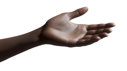 An outstretched hand offering support empathy or a helping hand in a moment of need with on transparent background