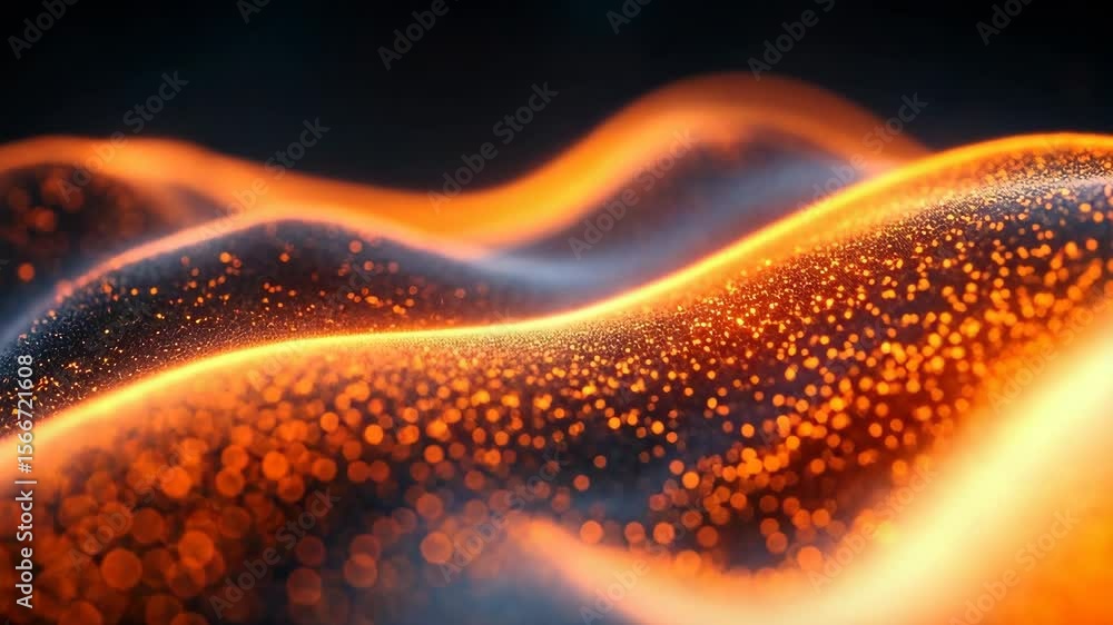 Poster dynamic abstract waves of glowing particles in motion for digital art and backgrounds
